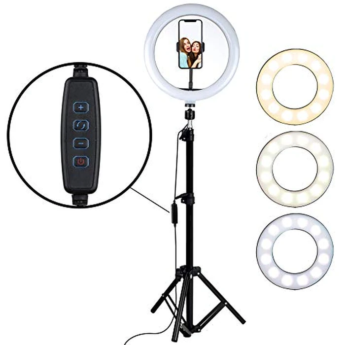 Aduro U-Stream Ring Light with Stand Tripod, 10" Selfie Ring Light for iPhone with Tripod & Phone Holder for Live Video Selfie Recording Kit by Aduro - Used - Like New condition - US$18.22