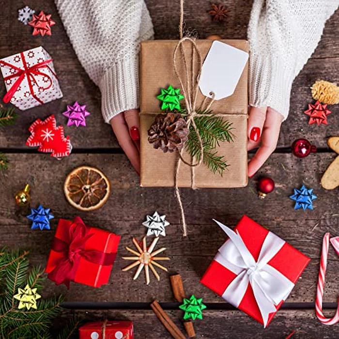 360 Pcs Mini Gift Bows Bulk Christmas Small Wrap Bows 1 Inch 6 Color Self Adhesive Mini Holiday Bows Christmas Metallic Bows for Gift Wrapping Christmas Festival Holiday Birthday Party Decor Craft by Xinnun - Image 6