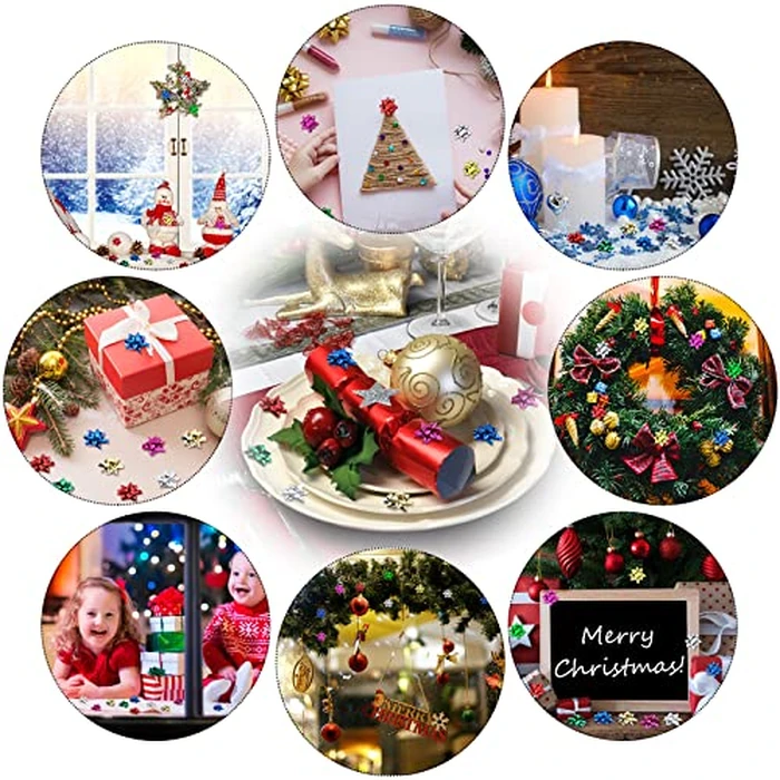 360 Pcs Mini Gift Bows Bulk Christmas Small Wrap Bows 1 Inch 6 Color Self Adhesive Mini Holiday Bows Christmas Metallic Bows for Gift Wrapping Christmas Festival Holiday Birthday Party Decor Craft by Xinnun - Image 7