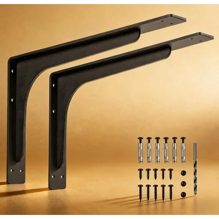 20 inch X 12 inch Shelf Support Bracket Heavy Duty, L Shelf Brackets ,max Load 300lbs, , Metal Brackets for Shelves, Counter Bracket ,Corner Brace,Pack of 2 (20 "x 12 " Supporting Bar) by QDMXJF - Used - Very Good condition - US$57.41