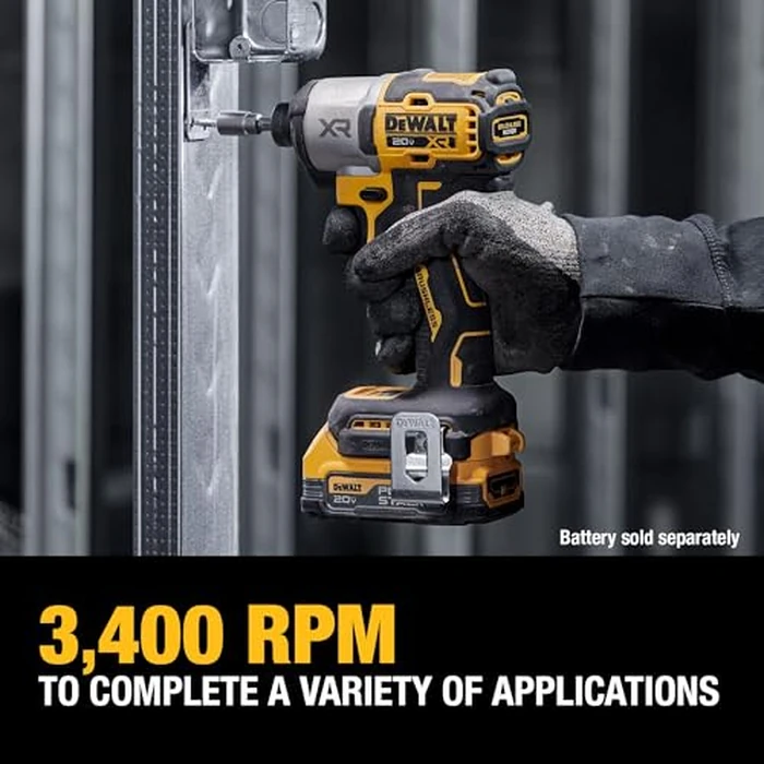 DEWALT 20V MAX XR Impact Driver, 1/4 Inch High Torque Brushless 3 Speed Premium Cordless with LED Light, Extended Runtime, Tool Only (DCF845B) by DEWALT - Image 6