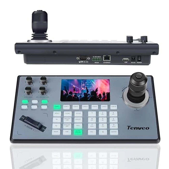 Tenveo NDI PTZ Camera Joystick Controller, 5'' LCD Screen Real-time Preview 4D Joystick Controller, NDI License Included, Support NDI PoE VISCA Pelco-D/P RJ45 For Church Live/Events/Live Streaming by Tenveo - Used - Like New condition - US$278.80