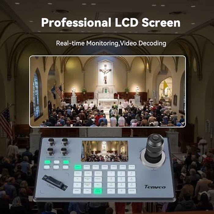 Tenveo NDI PTZ Camera Joystick Controller, 5'' LCD Screen Real-time Preview 4D Joystick Controller, NDI License Included, Support NDI PoE VISCA Pelco-D/P RJ45 For Church Live/Events/Live Streaming by Tenveo - Image 6