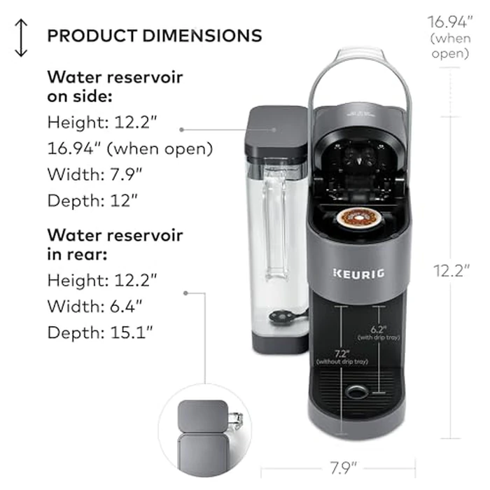 Keurig K-Supreme Single Serve K-Cup Pod Coffee Maker, MultiStream Technology, 4 Brew Sizes, 66oz Dual-Position Removable Reservoir, Gray by Keurig - Image 6