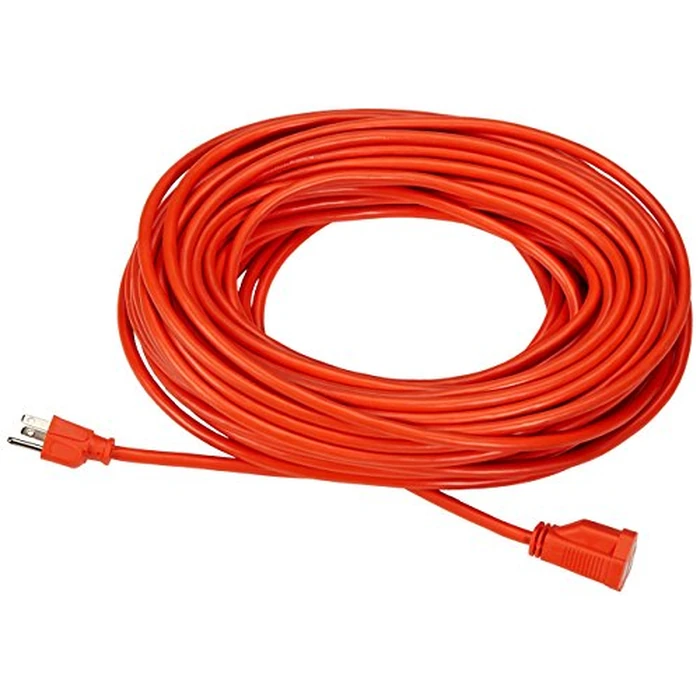 Amazon Basics 100 Foot 3-Prong Vinyl Indoor/Outdoor Extension Cord, Long Power Cord, Grounded Plug for Safety, Moisture Resistant, 10 Amps, 1250 Watts, 125 VAC, Orange by Amazon Basics - Used - Like New condition