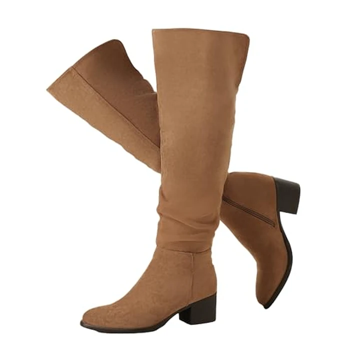 Shoe'N Tale Women's Over The Knee Thigh High Boots Chunky Block Heel Pointed Toe Slouchy Side Zipper Fall Weather Winter Boots(7,Brown) by Shoe'N Tale - Used - Very Good condition - US$31.97