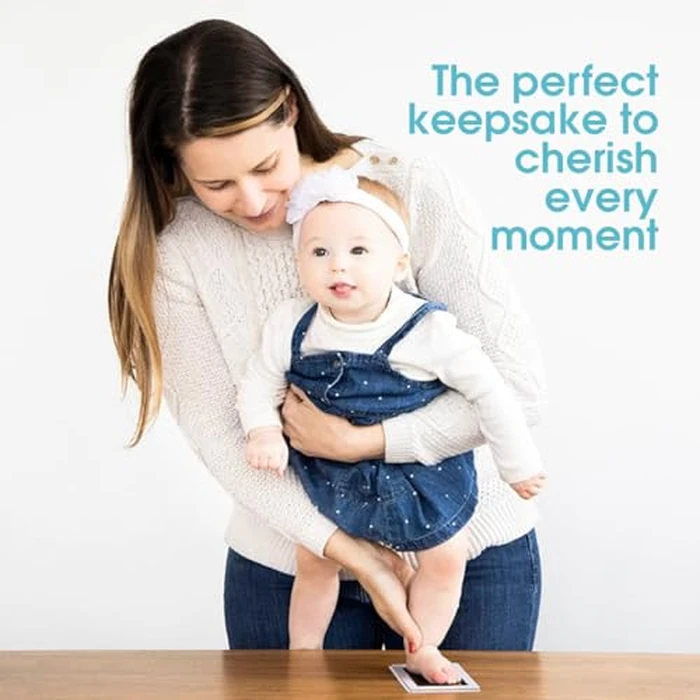 Pearhead First 5 Years Chevron Baby Memory Book with Clean-Touch Baby Safe Ink Pad to Make Baby's Hand or Footprint Included, Blue by Pearhead - Image 9