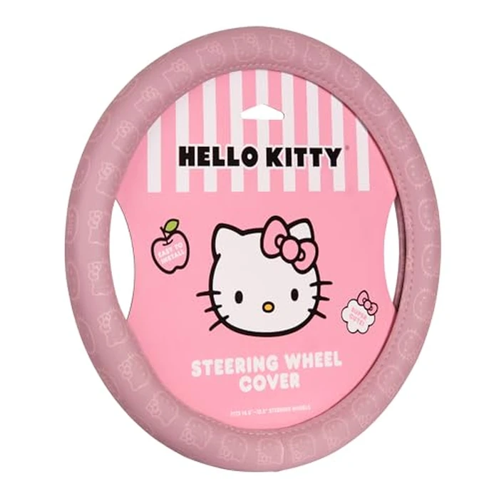 Sanrio Hello Kitty Pink Car Steering Wheel Cover, Universal Fit Cute Car Accessories for Women Stylish Decor Gifts Hello Kitty Accessories - Fits Standard Wheels 14.5"-15" by Carbella - Used - Like New condition - US$26.42
