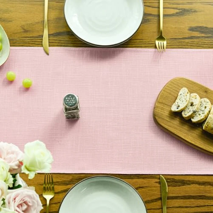 Artoid Mode Blush Pink Tassel Table Runner, Linen Blend Rustic Farmhouse Style Kitchen Table Decoration Holiday Wedding Party Dinning Decor 13x72 Inch by Artoid Mode - Image 3