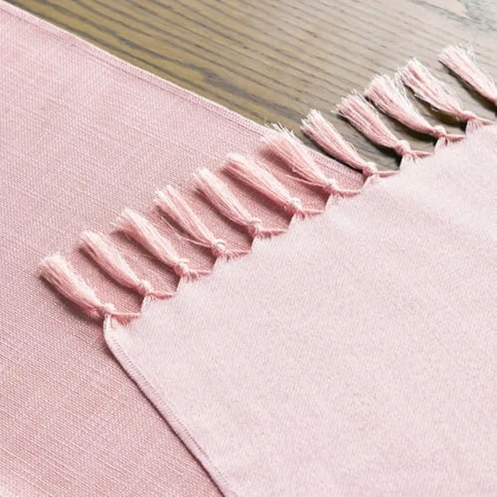 Artoid Mode Blush Pink Tassel Table Runner, Linen Blend Rustic Farmhouse Style Kitchen Table Decoration Holiday Wedding Party Dinning Decor 13x72 Inch by Artoid Mode - Image 4