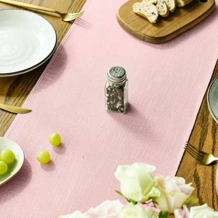 Artoid Mode Blush Pink Tassel Table Runner, Linen Blend Rustic Farmhouse Style Kitchen Table Decoration Holiday Wedding Party Dinning Decor 13x72 Inch by Artoid Mode - Image 7