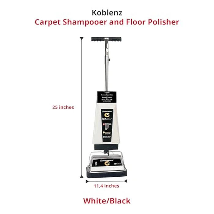 Koblenz P-2600A Carpet Shampooer Machine, 12 in Floor Polisher, Electric Floor Scrubber, 144 oz Tank, Twin Brushes, Scrubbing and Polishing Pads, Commercial Carpet Cleaner, White/Black by Koblenz - Image 7