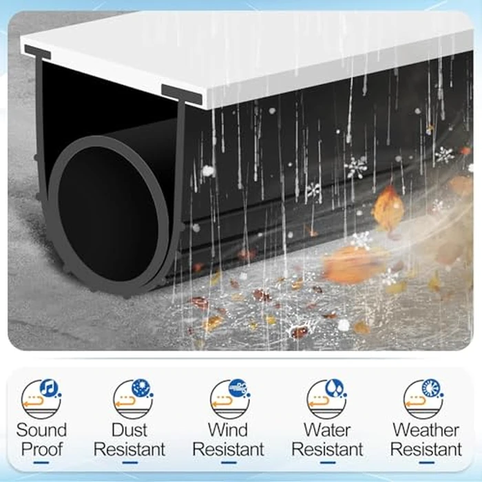 MYFAMIREA Garage Door Bottom Seals Rubber 20FT Weather Stripping Weatherproof Seal Replacement Strip Kit with 1/4" T Ends & 2 End Plugs, Universal U+O Ring Buffering Sealing for Double Track, Black by MYFAMIREA - Image 5