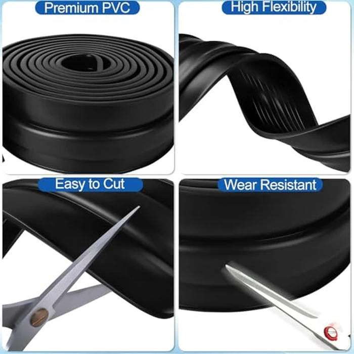 MYFAMIREA Garage Door Bottom Seals Rubber 20FT Weather Stripping Weatherproof Seal Replacement Strip Kit with 1/4" T Ends & 2 End Plugs, Universal U+O Ring Buffering Sealing for Double Track, Black by MYFAMIREA - Image 6