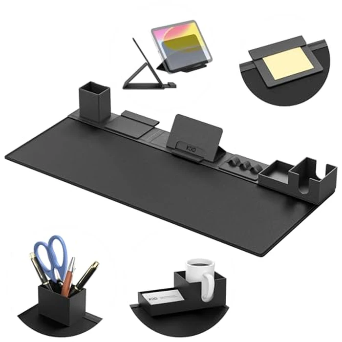 KDD Desk Pad Mat Set, 6 in 1 Mouse Mat with Magnetic Desktop Storage Accessories DIY Feature for Phone and Tablet Stand/Cup Holder/Pen Card Holder/Cable Management for Home Office Accessories by KDD - Used - Like New condition