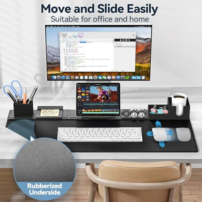 KDD Desk Pad Mat Set, 6 in 1 Mouse Mat with Magnetic Desktop Storage Accessories DIY Feature for Phone and Tablet Stand/Cup Holder/Pen Card Holder/Cable Management for Home Office Accessories by KDD - Image 3