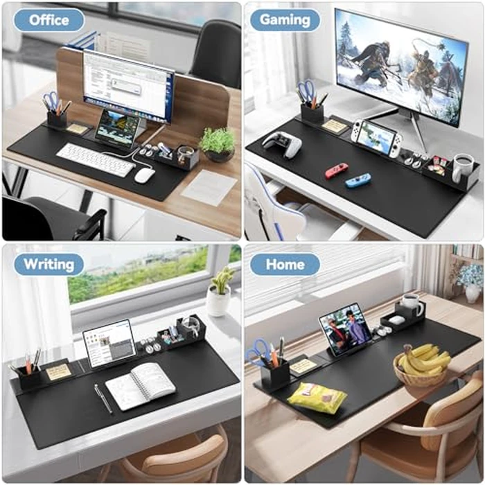 KDD Desk Pad Mat Set, 6 in 1 Mouse Mat with Magnetic Desktop Storage Accessories DIY Feature for Phone and Tablet Stand/Cup Holder/Pen Card Holder/Cable Management for Home Office Accessories by KDD - Image 8