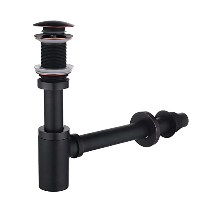 GORDEE Bathroom Sink Stopper P-Trap Complete Set Adjustable 1-1/4 Bottle Trap Solid Brass Sink Drain Kit Tube and Pop Up Drain Stopper Set NO Overflow, Oil Rubbed Bronze by GORDEE - Used - Acceptable condition