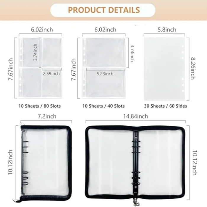 Sticker Storage Organizer Zipper Binder Album Reusable Collecting Book for Adult with Blank Release Paper and Pocket A5 Album for Collecting Sticker (Black) by Zheigaoxea - Image 2