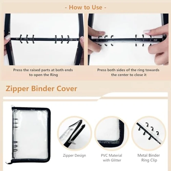 Sticker Storage Organizer Zipper Binder Album Reusable Collecting Book for Adult with Blank Release Paper and Pocket A5 Album for Collecting Sticker (Black) by Zheigaoxea - Image 3