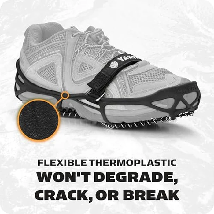 Yaktrax Pro Plus Traction Cleats for Ice and Snow, 360 degrees Steel Coil Grip for All-Direction Traction, Flexible Thermoplastic Upper, Easy On/Off with Heel Tab, Includes Carry Bag & Carabiner, Large by YakTrax - Image 3