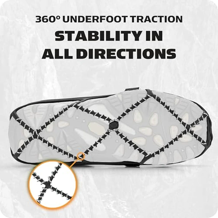 Yaktrax Pro Plus Traction Cleats for Ice and Snow, 360 degrees Steel Coil Grip for All-Direction Traction, Flexible Thermoplastic Upper, Easy On/Off with Heel Tab, Includes Carry Bag & Carabiner, Large by YakTrax - Image 8