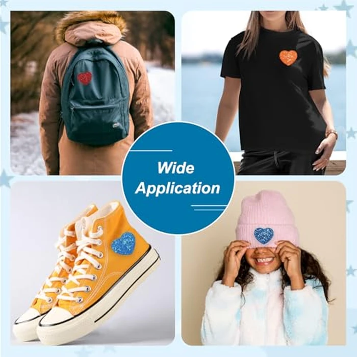 MECCANIXITY 12 Pcs Sequin Heart Iron on Patches, 2.7 x 2.4 Inch Embroidery Sequin Patches for Clothing Repair Backpack Shoes Decoration, Bright Red by MECCANIXITY - Image 5