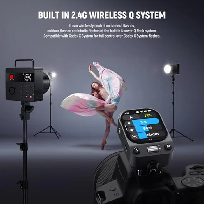 NEEWER QZ-C 2.4G TTL Wireless Flash Trigger Compatible with Canon R6 R5 6D Mark II Cameras, OLED Touchscreen Hot Shoe Flash Transmitter with 1/8000s HSS, 1000mAh Battery/CM Switch by NEEWER - Image 4