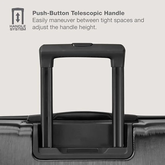 U.S. Traveler Boren Polycarbonate Hardside Rugged Travel Suitcase Luggage with 8 Spinner Wheels, Aluminum Handle, Carry-on 22-Inch, USB Port, Black by U.S. Traveler - Image 5