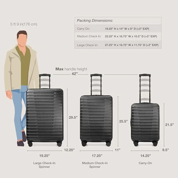 U.S. Traveler Boren Polycarbonate Hardside Rugged Travel Suitcase Luggage with 8 Spinner Wheels, Aluminum Handle, Carry-on 22-Inch, USB Port, Black by U.S. Traveler - Image 8