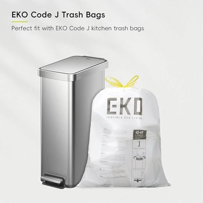 EKO Hudson Slim 50L / 13.2 Gallon Kitchen Trash Can with Lid, Stainless Steel Step Garbage Can for Kitchen or Home, Space-Saving Garbage Can with Soft Close Lid, Stay-Open, Liner Ring, Handle by EKO - Image 8