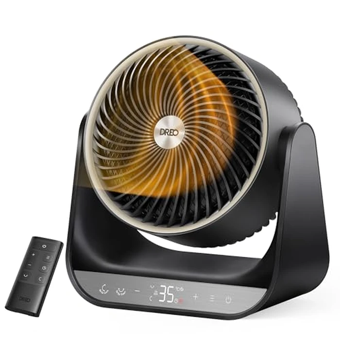 DREO Whole Room Heater 714, 60 degrees Vertical & 90 degrees Horizontal 3D Oscillating Heating, 12 ft/s Long-Range Circulator, 3 Heat & 3 Fan Settings, Remote, Space Heaters for Indoor Use, Bedroom, Office, Black by DREO - Used - Very Good condition - CA$113.09
