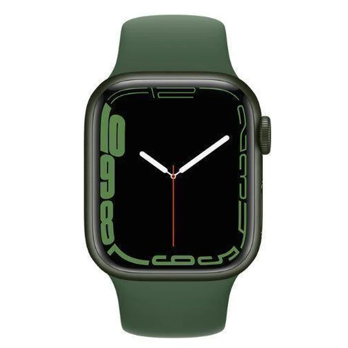 Apple Watch Series 7 (Cellular + GPS) - 32GB - 41mm - Green Aluminum Case with Clover Rubber Sport Band by Apple - Image 1