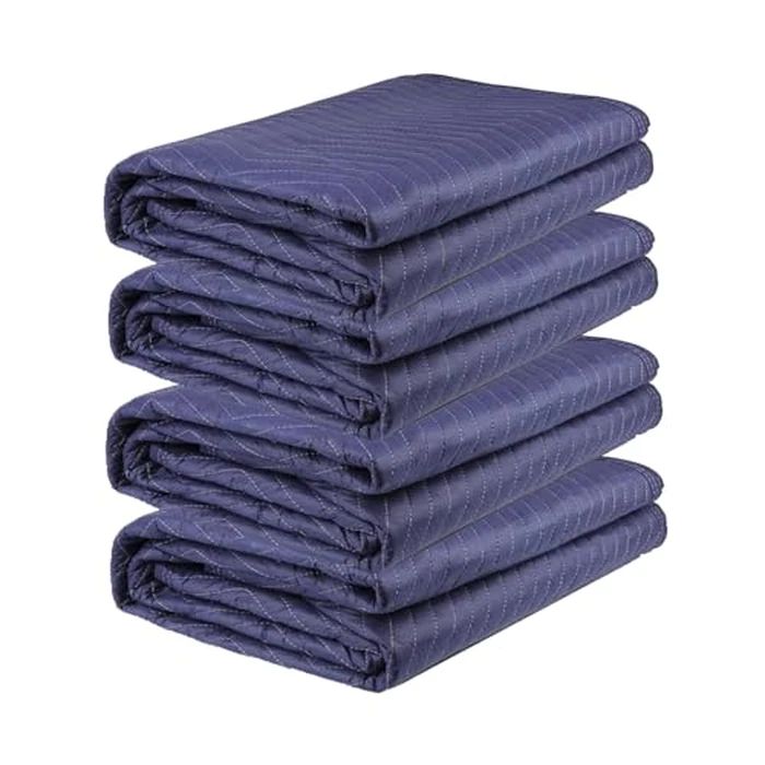 4 Pack Moving Blankets Heavy Duty 80"x72" Quilted Packing Blankets for Moving Furniture Padded Shipping Furniture Mover Blue by U HOMOVING - Image 1