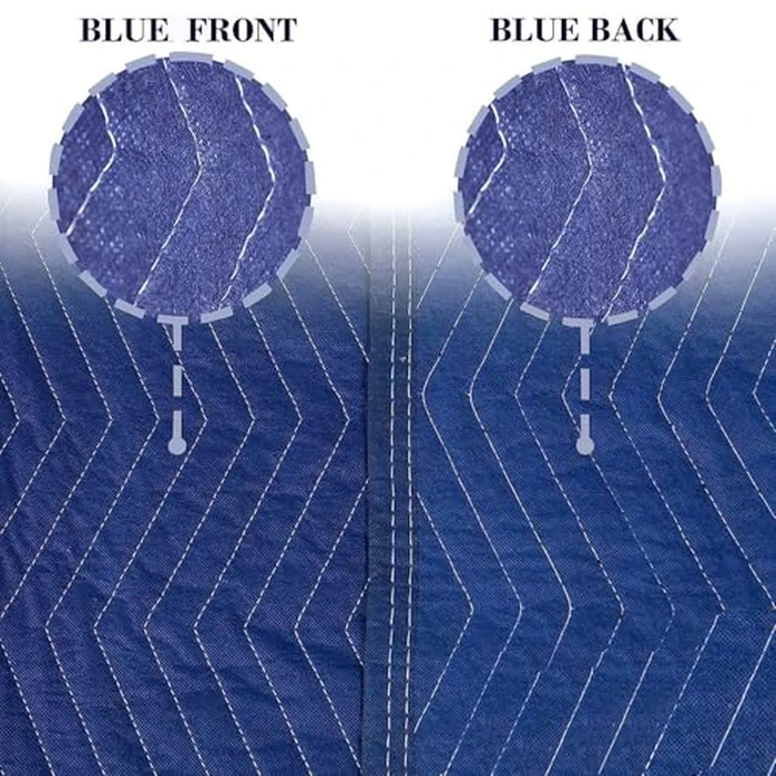 4 Pack Moving Blankets Heavy Duty 80"x72" Quilted Packing Blankets for Moving Furniture Padded Shipping Furniture Mover Blue by U HOMOVING - Image 4