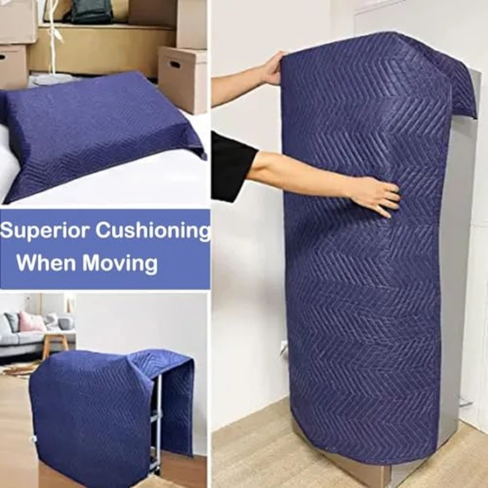 4 Pack Moving Blankets Heavy Duty 80"x72" Quilted Packing Blankets for Moving Furniture Padded Shipping Furniture Mover Blue by U HOMOVING - Image 6