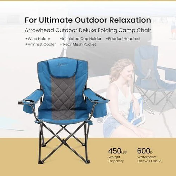 Arrowhead Outdoor Portable Folding Camping Quad Chair - Blue by Arrowhead Outdoor - Image 2