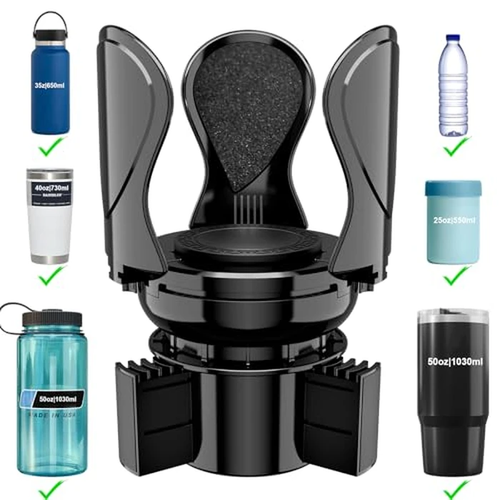 Car Cup Holder Expander, Cup Holder Extender Adapter with Expandable Arm and Adjustable Base, Compatible with Yeti Ramblers 14-64oz, Hydro Flasks 18-64oz Most Coffee Mugs Bottles & Cups by Zeyitian - Image 1