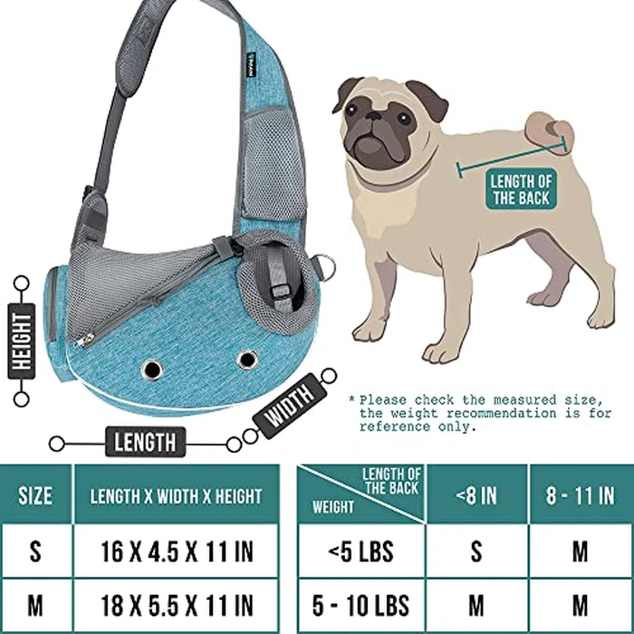 PetAmi Dog Sling Carrier for Small Dogs, Puppy Carrier Sling Purse, Dog Bags For Traveling, Carrying Bag to Wear Medium Cat, Adjustable Crossbody Pet Sling Travel, Poop Bag Dispenser, Max 10 lbs, Blue by PetAmi - Image 2