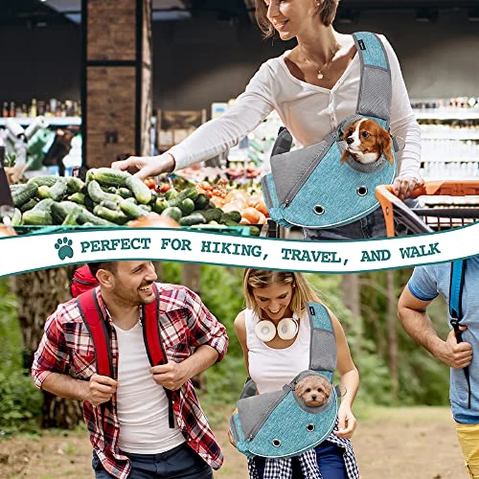 PetAmi Dog Sling Carrier for Small Dogs, Puppy Carrier Sling Purse, Dog Bags For Traveling, Carrying Bag to Wear Medium Cat, Adjustable Crossbody Pet Sling Travel, Poop Bag Dispenser, Max 10 lbs, Blue by PetAmi - Image 6