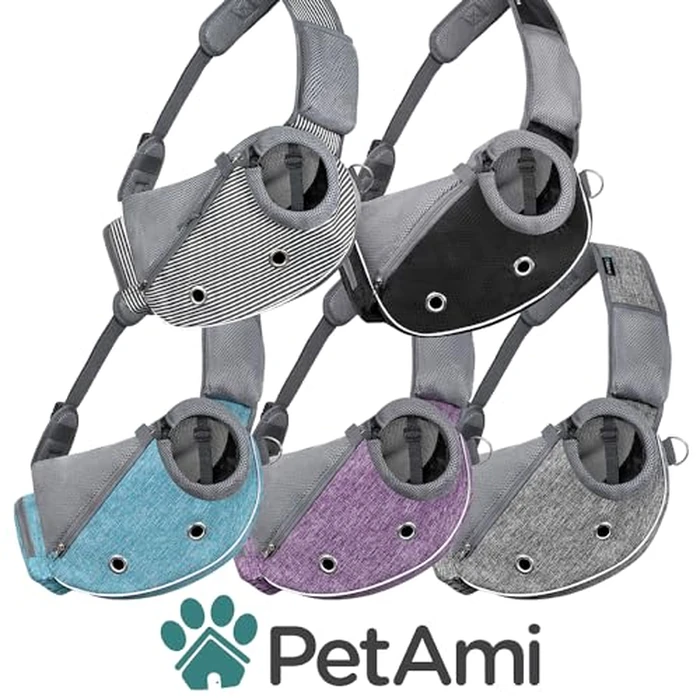 PetAmi Dog Sling Carrier for Small Dogs, Puppy Carrier Sling Purse, Dog Bags For Traveling, Carrying Bag to Wear Medium Cat, Adjustable Crossbody Pet Sling Travel, Poop Bag Dispenser, Max 10 lbs, Blue by PetAmi - Image 7