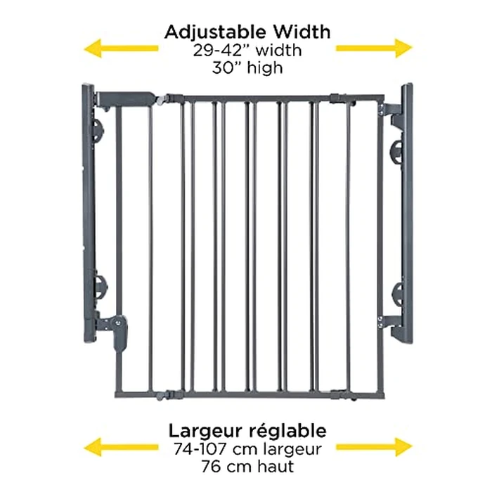 Safety 1st Ready to Install Baby Gate - 29-42" Wide, 30" Tall, Fully Assembled. Hardware Mounted, Swing Open Gate, Top of Stairs, Between Rooms, Easy to Install, Grey by Safety 1st - Image 3