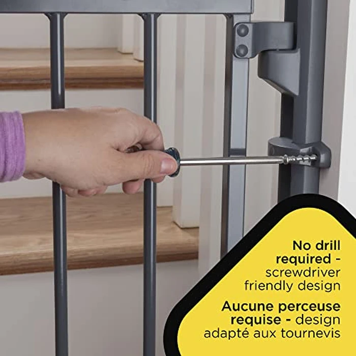 Safety 1st Ready to Install Baby Gate - 29-42" Wide, 30" Tall, Fully Assembled. Hardware Mounted, Swing Open Gate, Top of Stairs, Between Rooms, Easy to Install, Grey by Safety 1st - Image 6