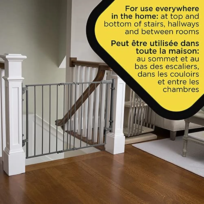 Safety 1st Ready to Install Baby Gate - 29-42" Wide, 30" Tall, Fully Assembled. Hardware Mounted, Swing Open Gate, Top of Stairs, Between Rooms, Easy to Install, Grey by Safety 1st - Image 8