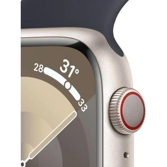 Apple Watch Series 9 (Cellular + GPS) - 64GB - 41mm - Starlight Aluminum Case with Midnight Rubber Solo Loop Band - Small/Medium Size by Apple - Image 3