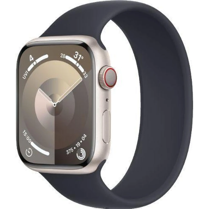 Apple Watch Series 9 (Cellular + GPS) - 64GB - 41mm - Starlight Aluminum Case with Midnight Rubber Solo Loop Band - Small/Medium Size by Apple - Image 2