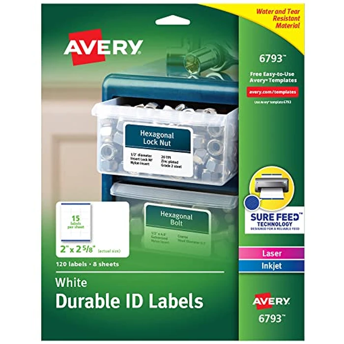 Permanent Durable ID Labels with Sure Feed by Avery - Used - Like New condition
