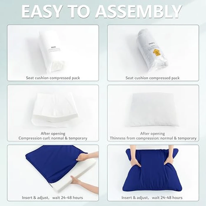 24x24 Inch Outdoor Chair Cushions Set of 4, Patio Furniture Cushions - Removable Cover, Water-Repellent, Fade-Resistant, Non-Slip Bottom & Straps, Replacement for Deep Seat Sofa & Couch - Navy by Honorbox - Image 8