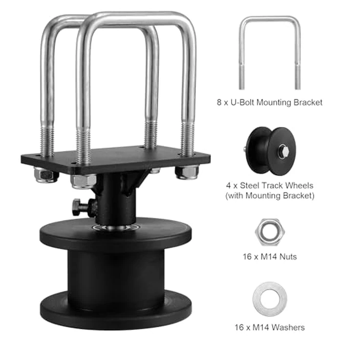 VEVOR Sliding Gate Kit, Rolling Gate Hardware Kit w/H-Shaped Wheel Groove for Cantilever Sliding Gates and Rolling Door, Sliding Gate Rollers w/ 4 Track Wheels, Heavy Duty Sliding Roller,Black by VEVOR - Image 9