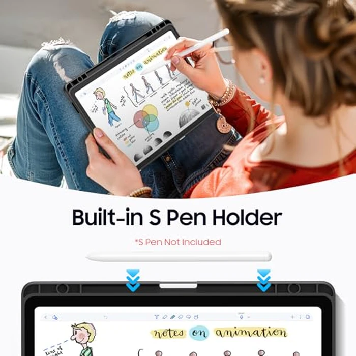 Fintie Hybrid Slim Case for Samsung Galaxy Tab S10 Lite/ S10 FE/ S9 FE 10.9 Inch/Tab S9 11 Inch with S Pen Holder, Shockproof Cover with Clear Transparent Back Shell, Auto Wake/Sleep, Black by FINTIE - Image 7